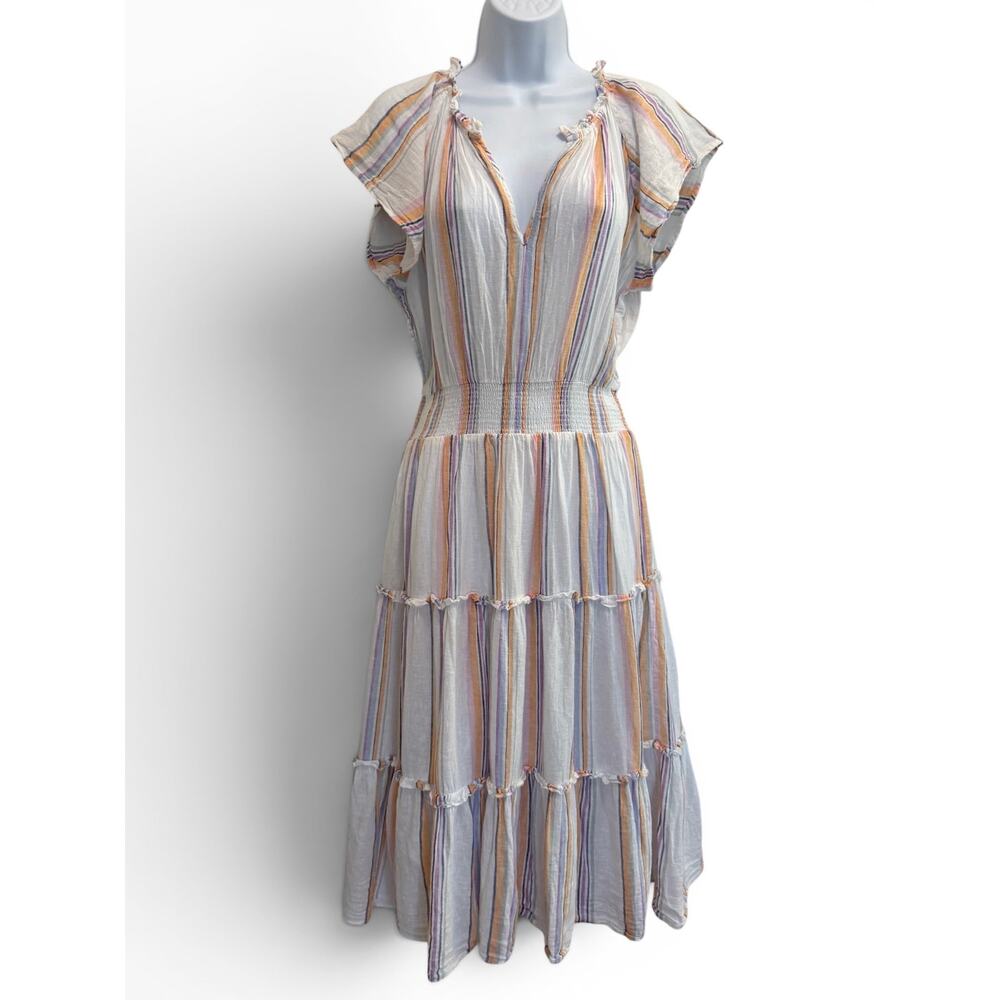 Rails Amellia Dress Size M Linen Blend Merida Stripe Coastal Boho Summer Beachy